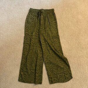Olive Green Abstract Print Jogger Pants